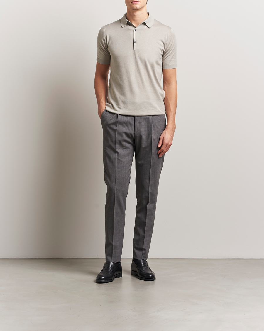 Heren | Polo's | John Smedley | Adrian Slim Fit Sea Island Polo Parchment