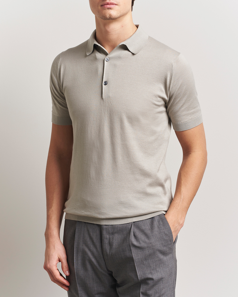 Heren | Polo's | John Smedley | Adrian Slim Fit Sea Island Polo Parchment
