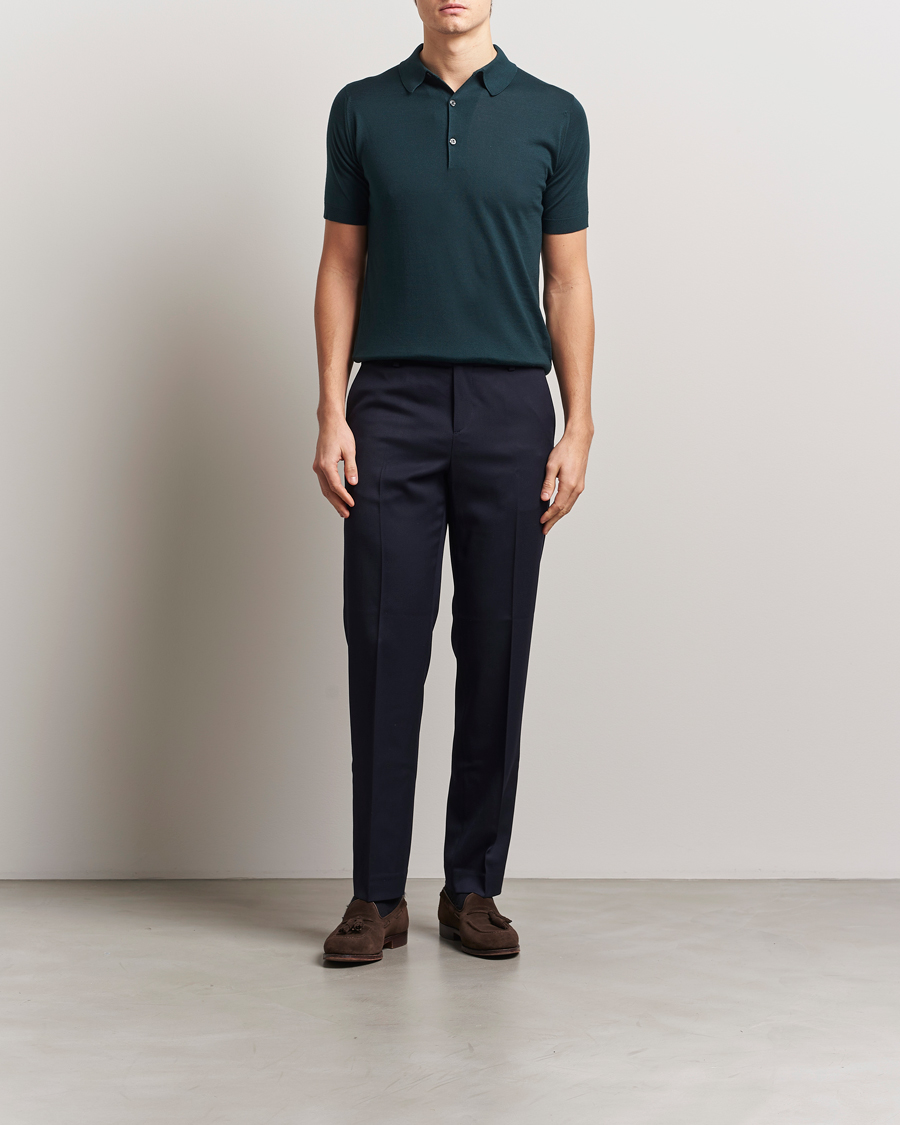 Heren | Polo's | John Smedley | Adrian Slim Fit Sea Island Polo Rain Forest