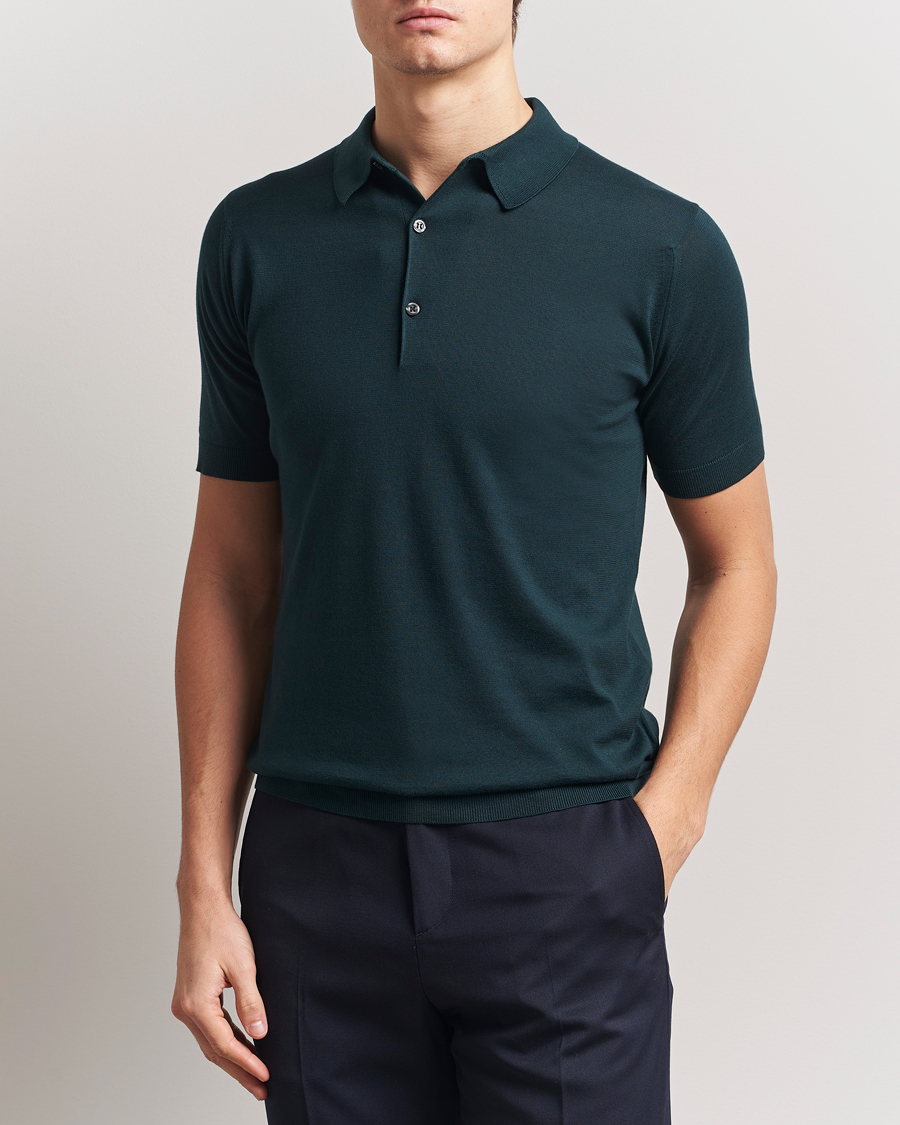 Heren | Polo's | John Smedley | Adrian Slim Fit Sea Island Polo Rain Forest