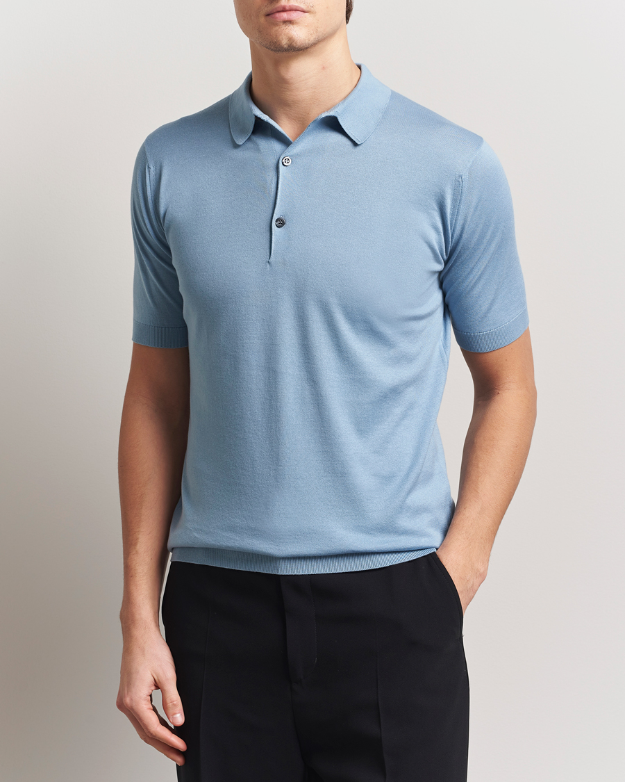 Heren | Polo's | John Smedley | Adrian Slim Fit Sea Island Polo Sea Glass