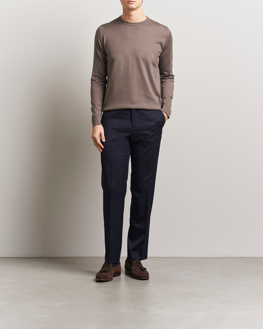 Heren | Truien | John Smedley | Rowland Sea Island Crew Neck Pullover Beige Musk