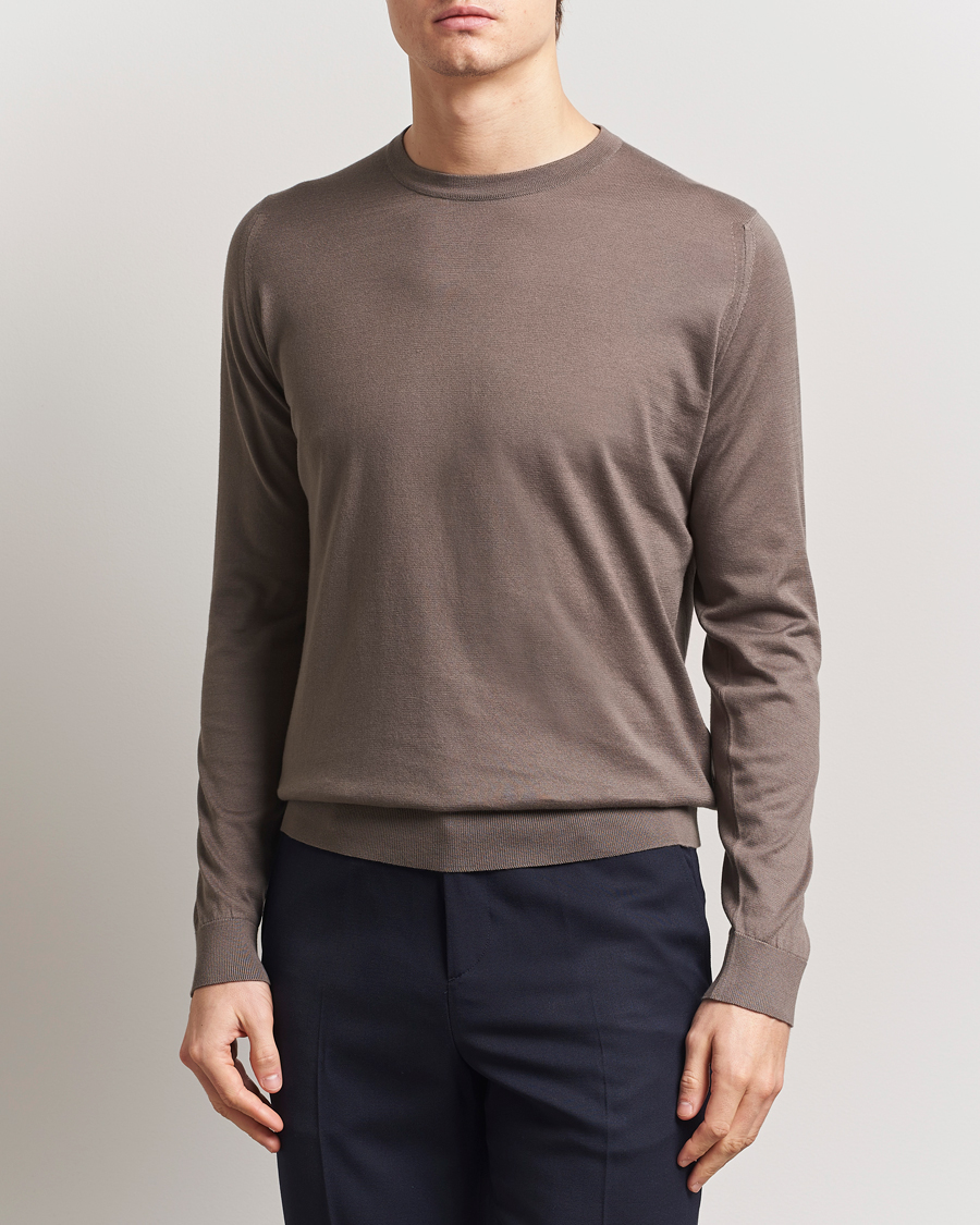 Heren | Truien | John Smedley | Rowland Sea Island Crew Neck Pullover Beige Musk