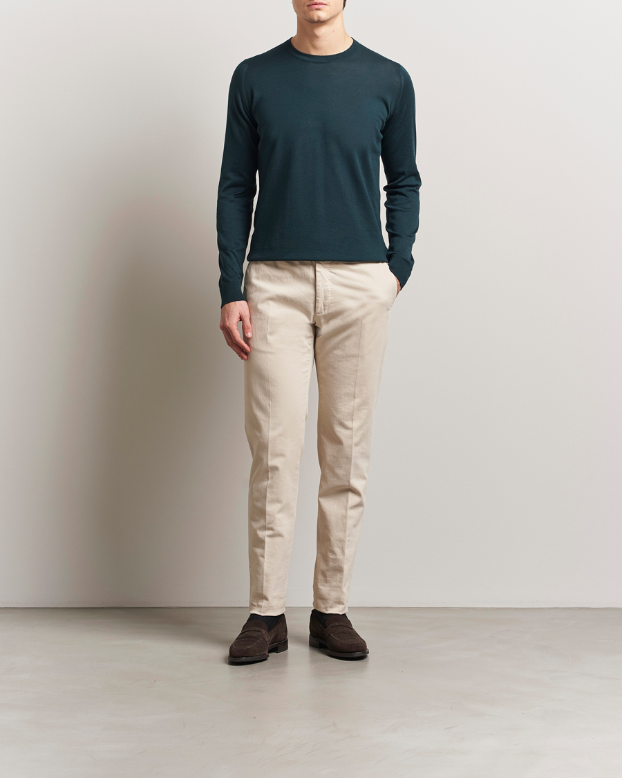 Heren | Truien | John Smedley | Rowland Sea Island Crew Neck Pullover Rain Forest