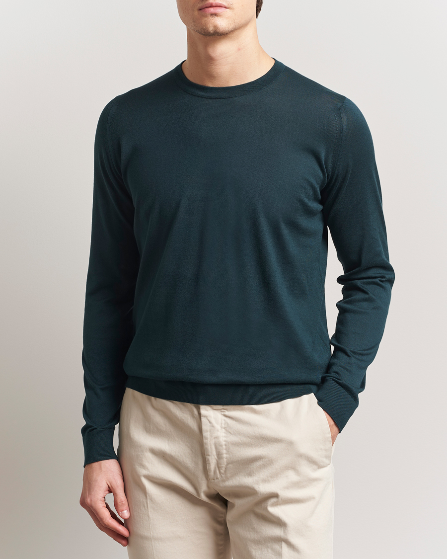 Heren | Truien | John Smedley | Rowland Sea Island Crew Neck Pullover Rain Forest