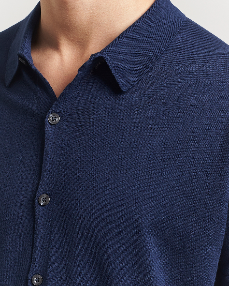 Heren | Overhemden | John Smedley | Folke Sea Island Knitted Polo French Navy