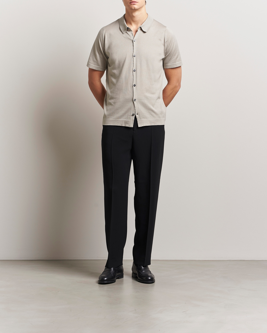 Heren | Overhemden | John Smedley | Folke Sea Island Knitted Polo Parchment