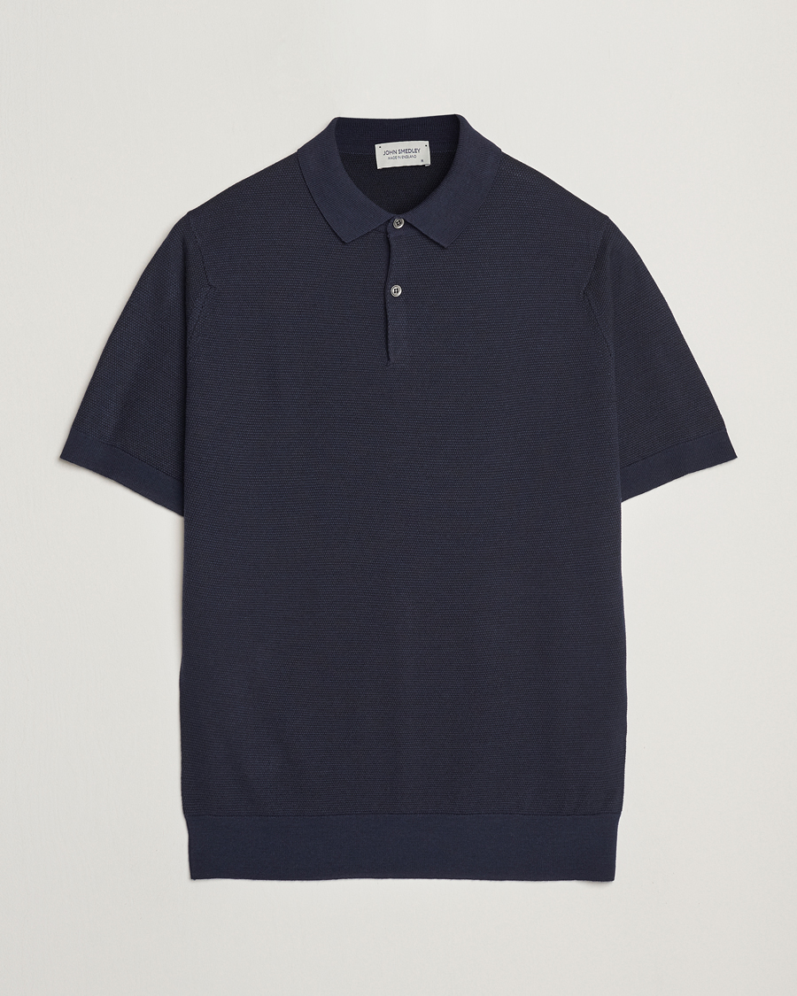 Heren | Polo's | John Smedley | 14 Singular Textured Polo Midnight/Black