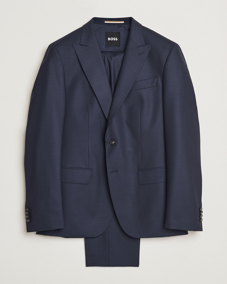 Heren | Pakken | BOSS BLACK | Huge Wool Peak Lapel Suit Dark Blue