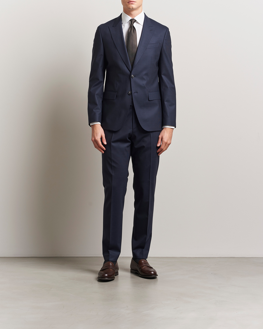 Heren | Pakken | BOSS BLACK | Huge Wool Peak Lapel Suit Dark Blue