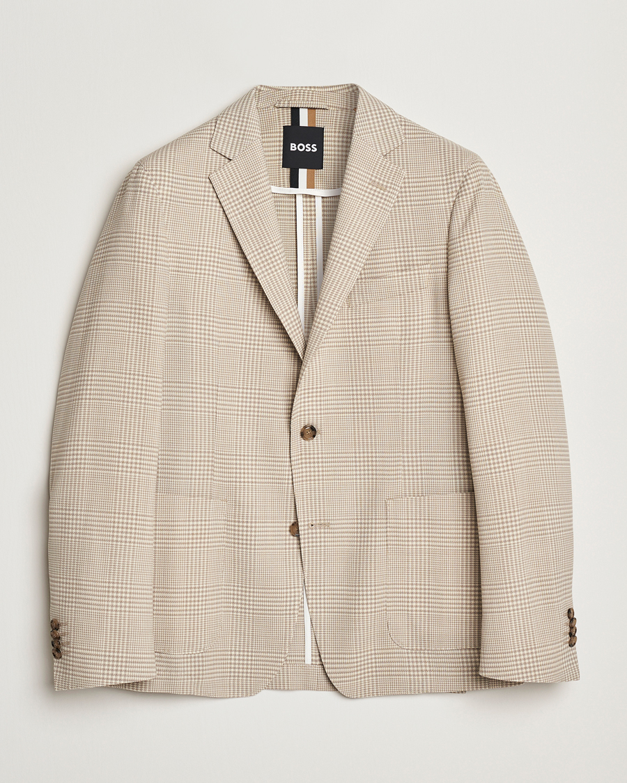 Heren | Blazers | BOSS BLACK | Hanry Wool Checked Blazer Light Beige