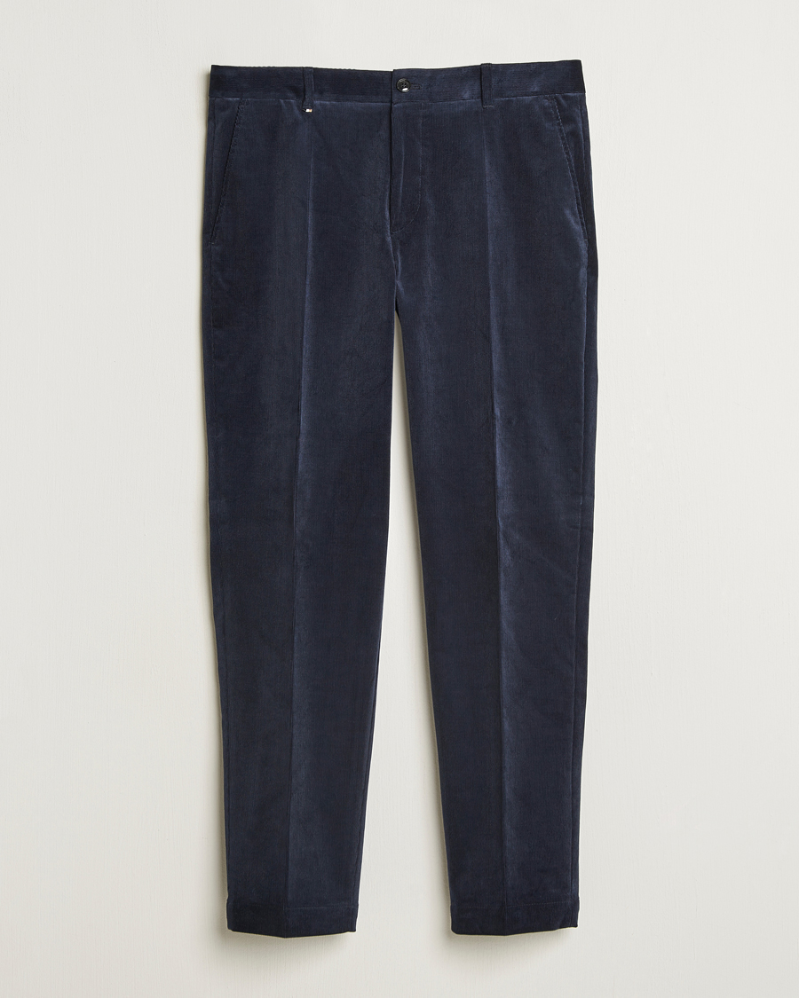 Heren | Broeken | BOSS BLACK | Perin Spring Cord Trousers Dark Blue