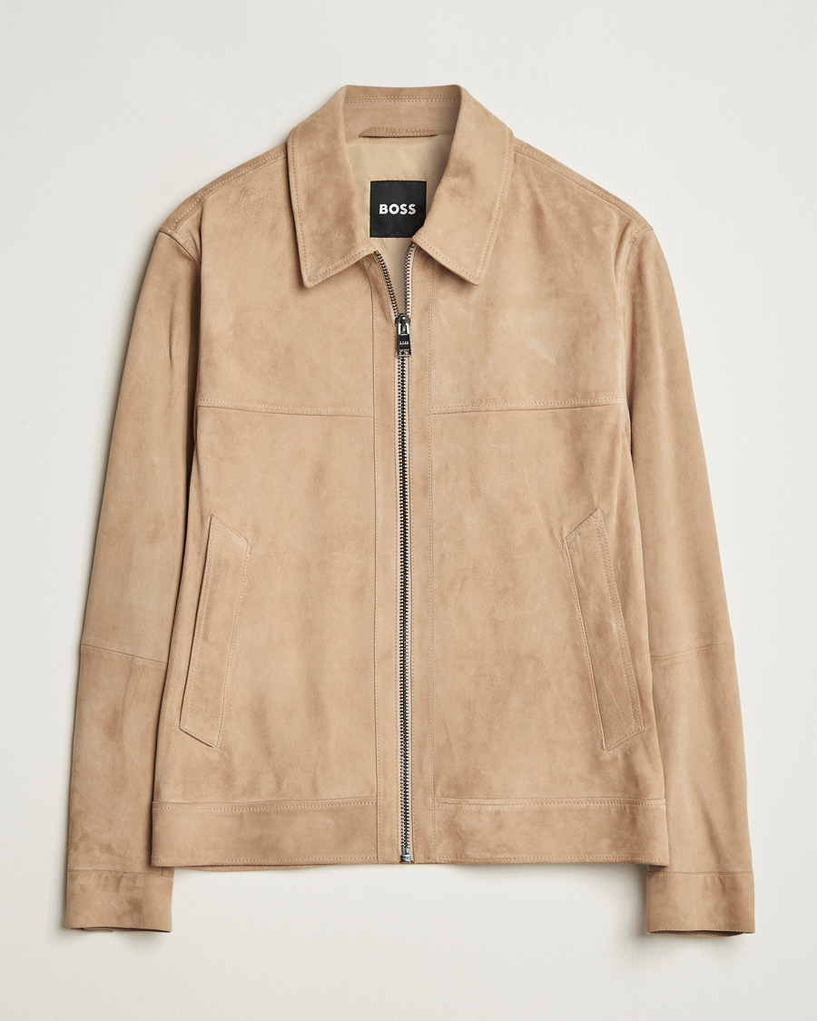 Heren | Jassen | BOSS BLACK | Malbano Suede Jacket Light Beige