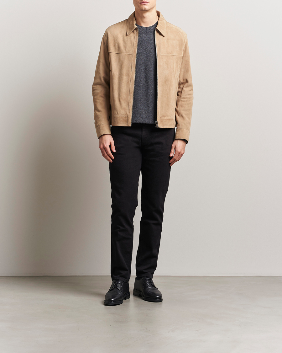 Heren | Jassen | BOSS BLACK | Malbano Suede Jacket Light Beige