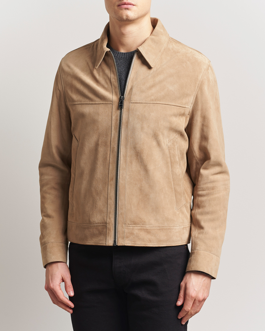 Heren | Jassen | BOSS BLACK | Malbano Suede Jacket Light Beige