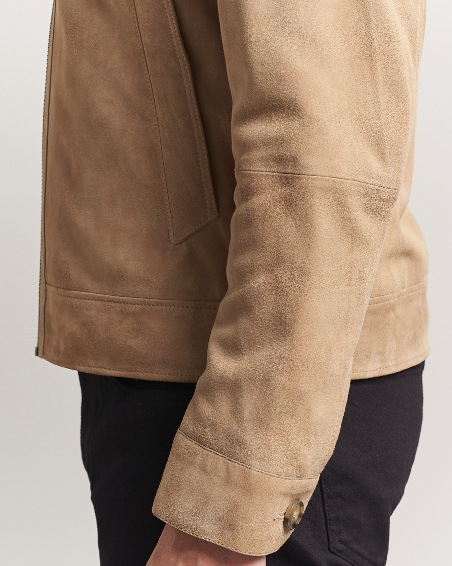 Heren | Jassen | BOSS BLACK | Malbano Suede Jacket Light Beige