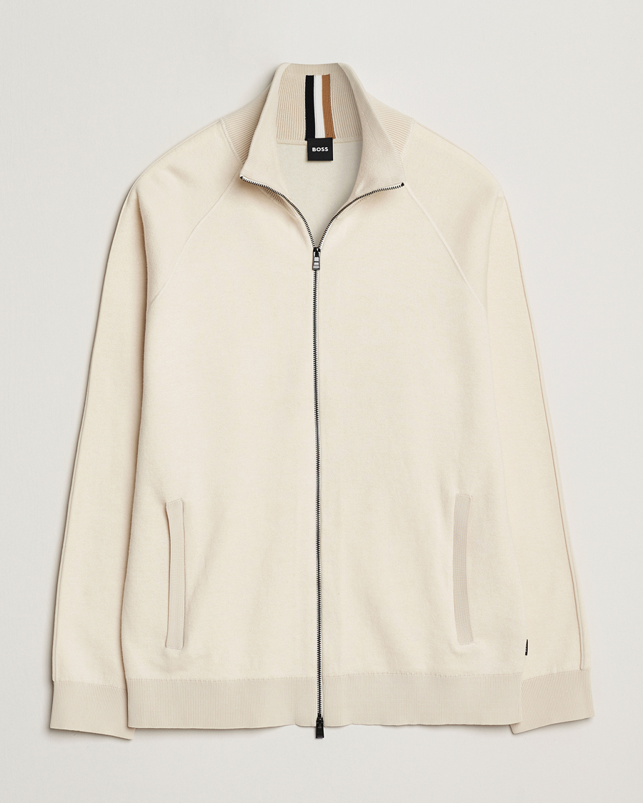 Heren | Truien | BOSS BLACK | Domico Knitted Full Zip Open White