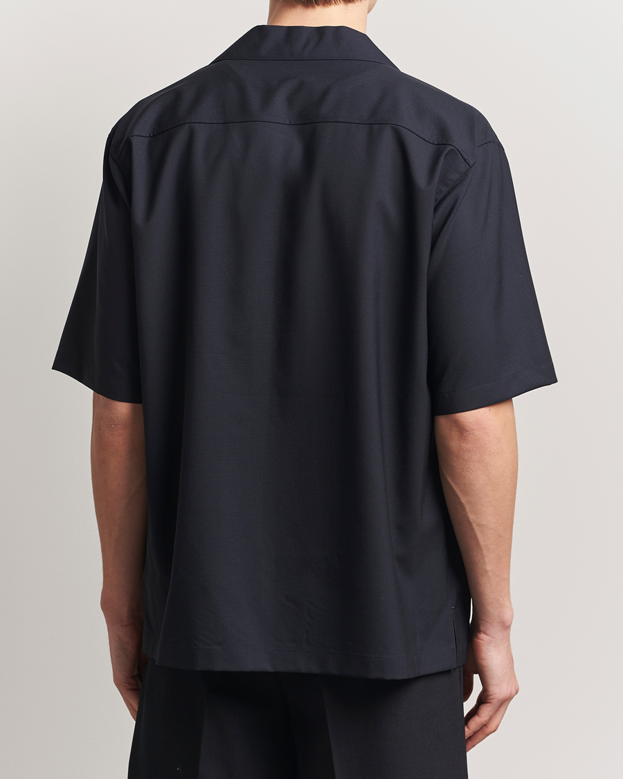 Heren | Overhemden | Auralee | Open Collar Short Sleeve Shirt Navy