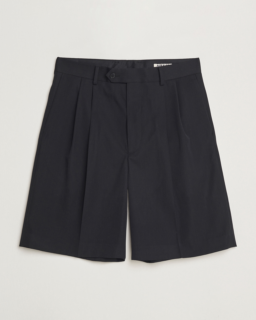 Heren | Korte broek | Auralee | Light Wool Gabardine Shorts Black