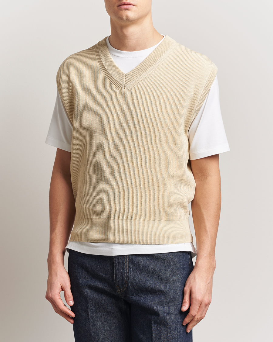 Heren | Truien | Auralee | Rib Knit Vest Ivory