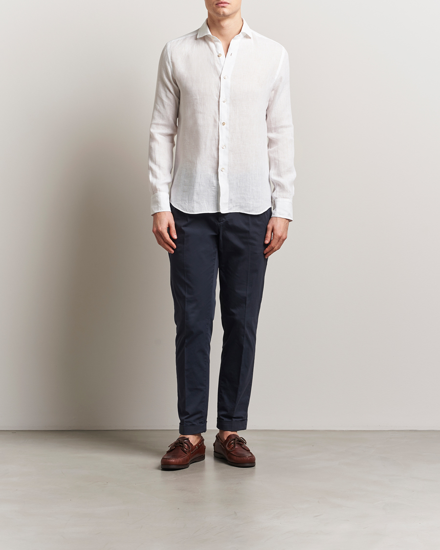 Heren | Overhemden | Grigio | Linen Casual Shirt White