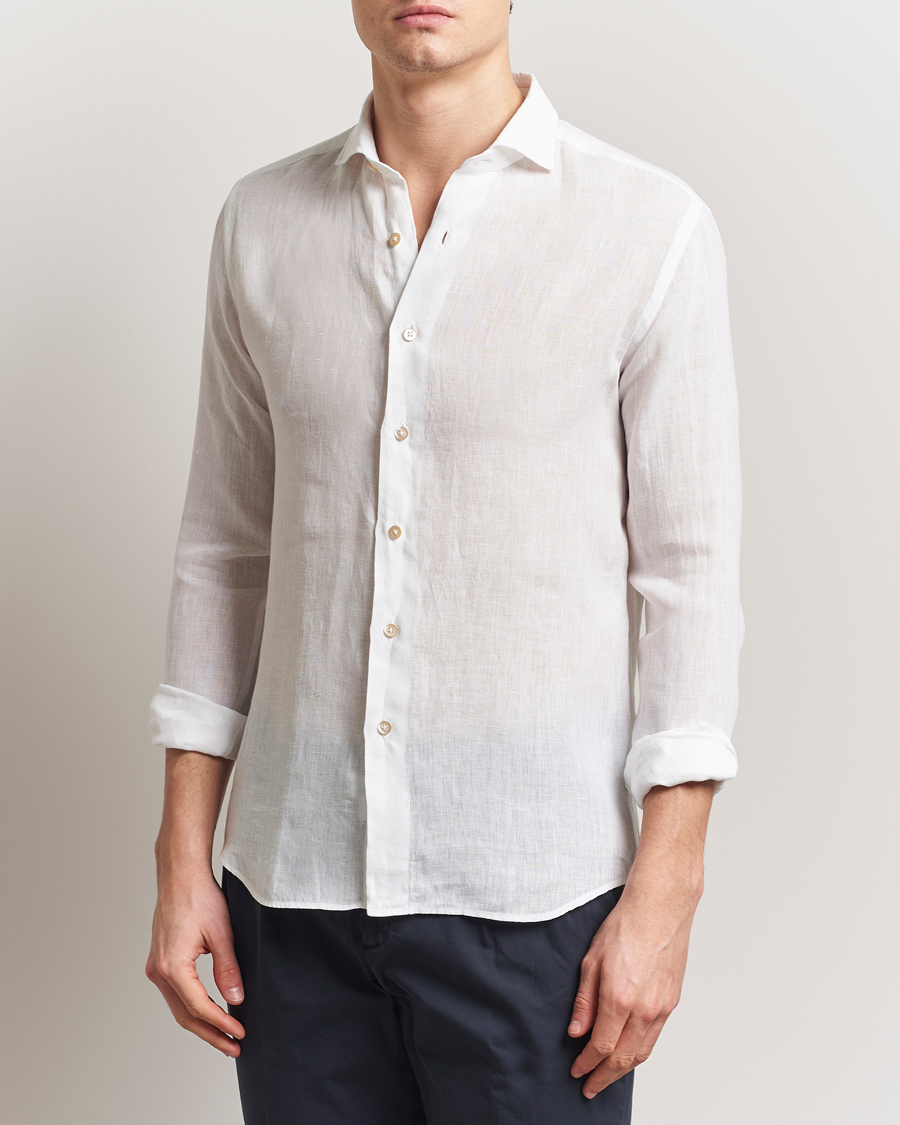 Heren | Overhemden | Grigio | Linen Casual Shirt White