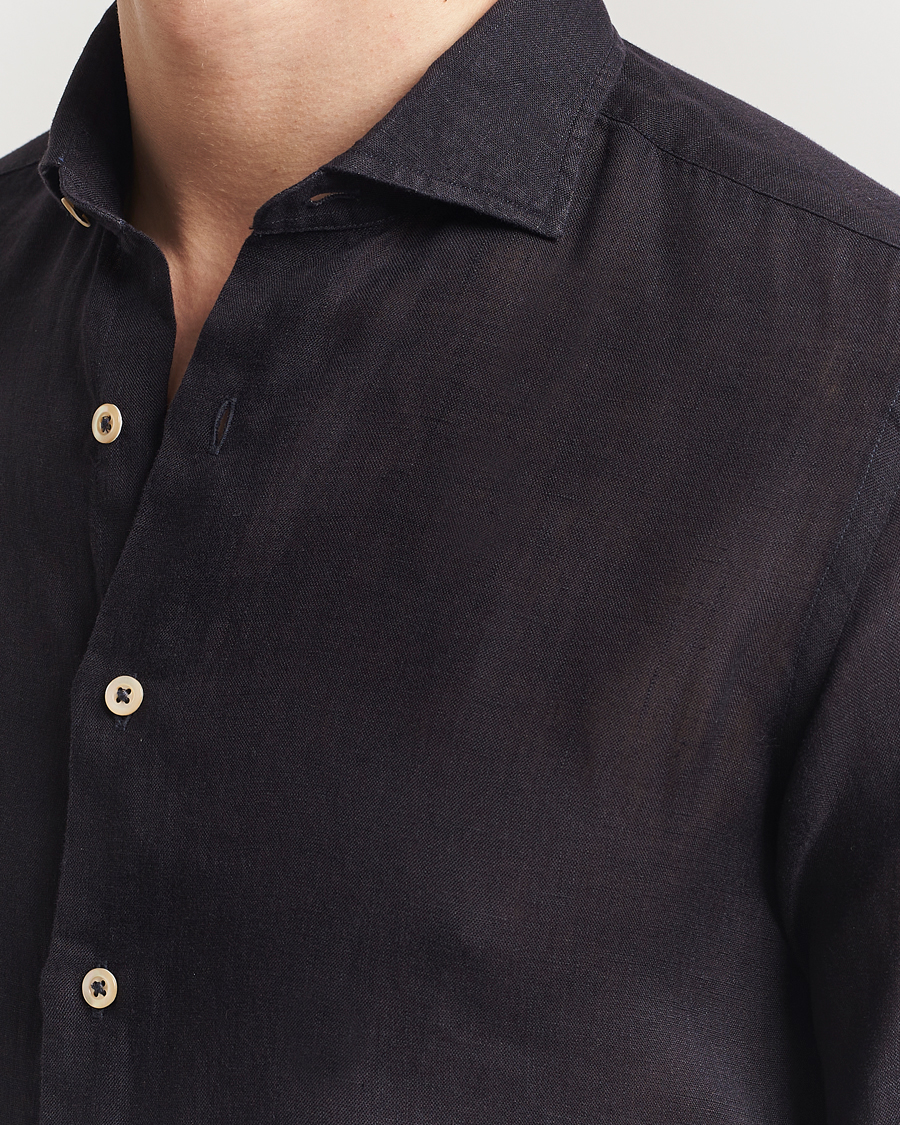 Heren | Overhemden | Grigio | Linen Casual Shirt Black