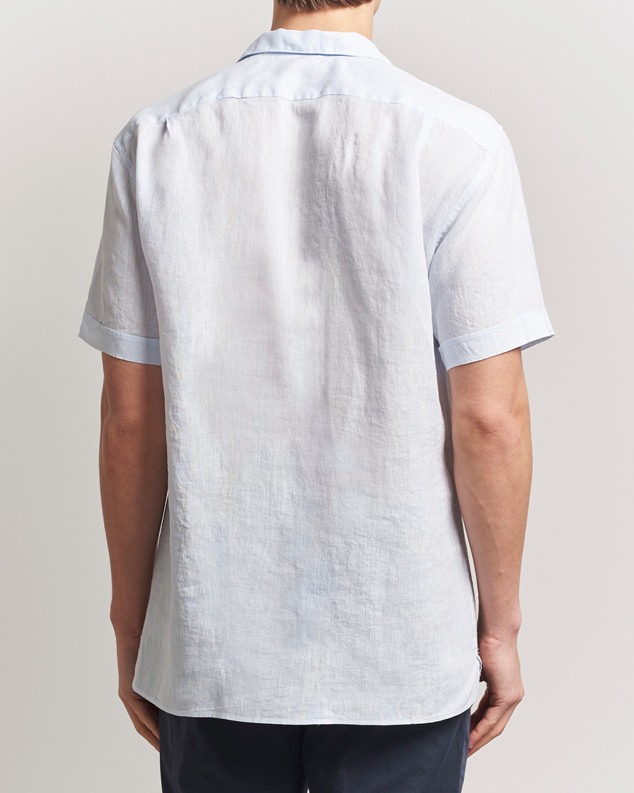 Heren | Overhemden | Stenströms | Short Sleeve Linen Shirt Light Blue