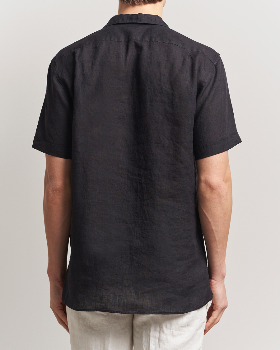 Heren | Overhemden | Stenströms | Short Sleeve Linen Shirt Black