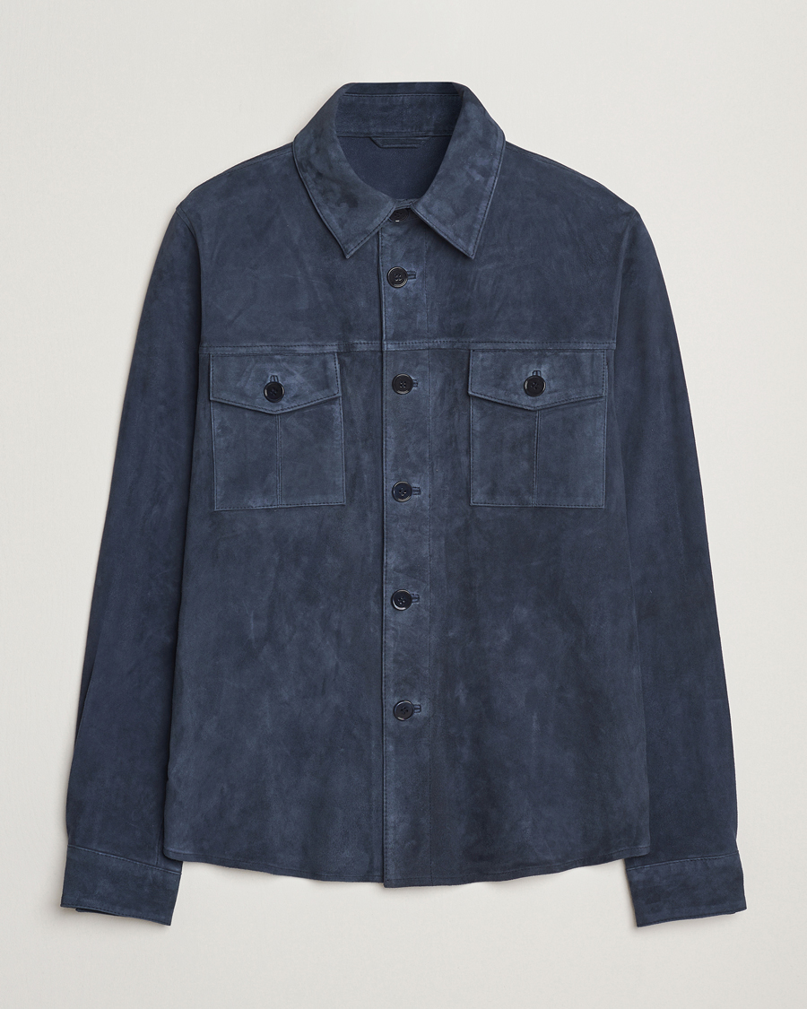 Heren | Jassen | Stenströms | Suede Overshirt Navy