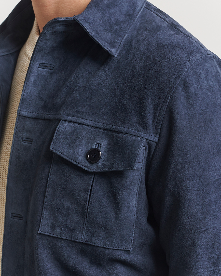 Heren | Jassen | Stenströms | Suede Overshirt Navy