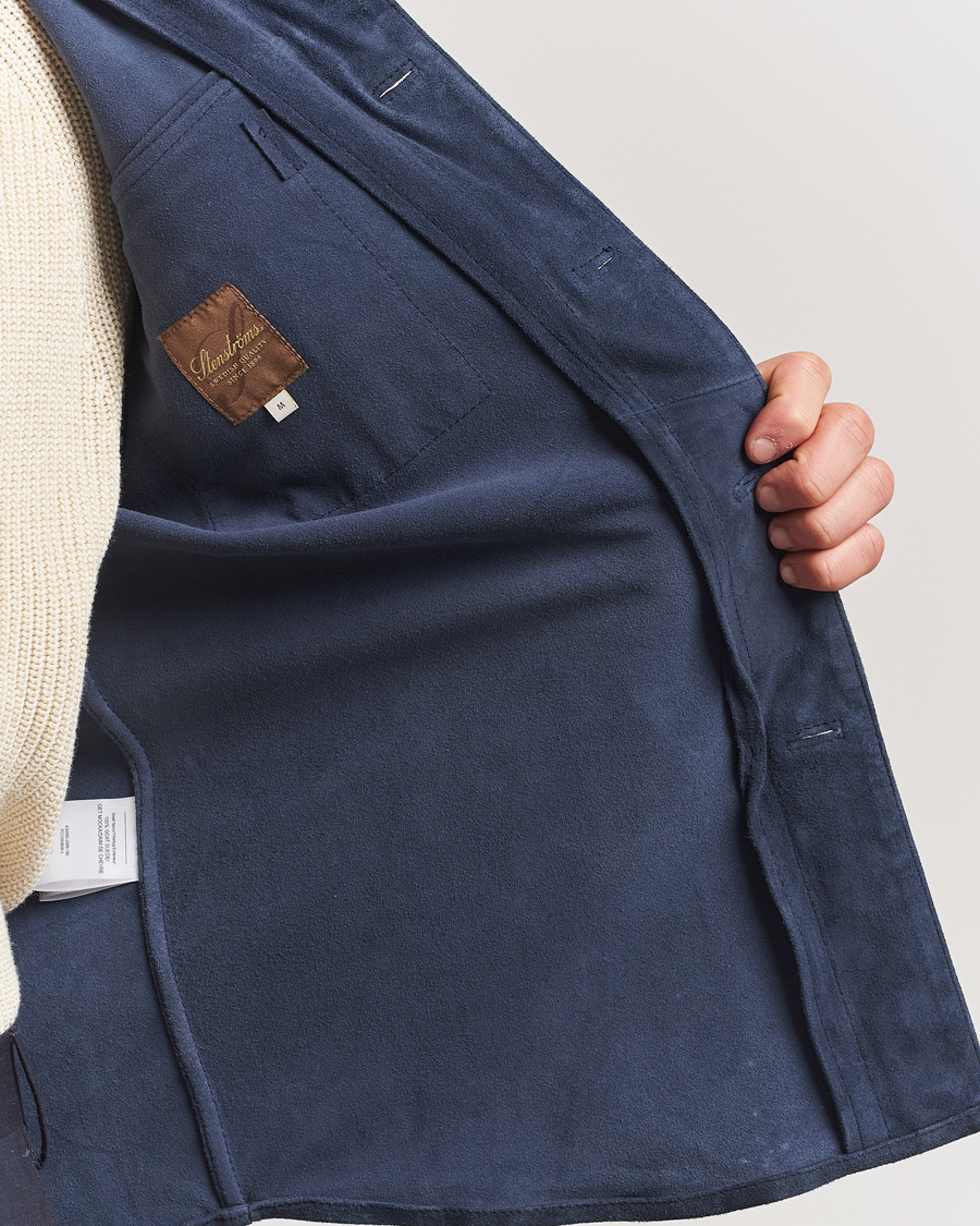 Heren | Jassen | Stenströms | Suede Overshirt Navy