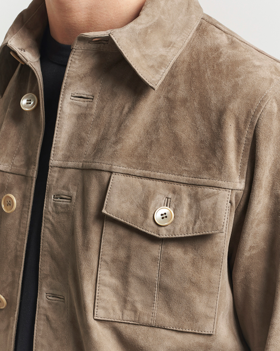 Heren | Jassen | Stenströms | Suede Overshirt Taupe