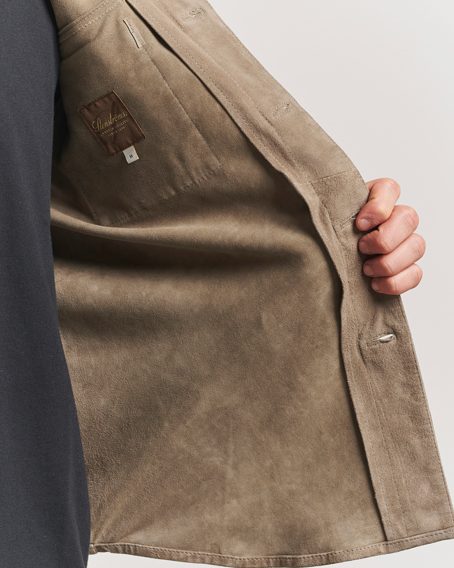 Heren | Jassen | Stenströms | Suede Overshirt Taupe