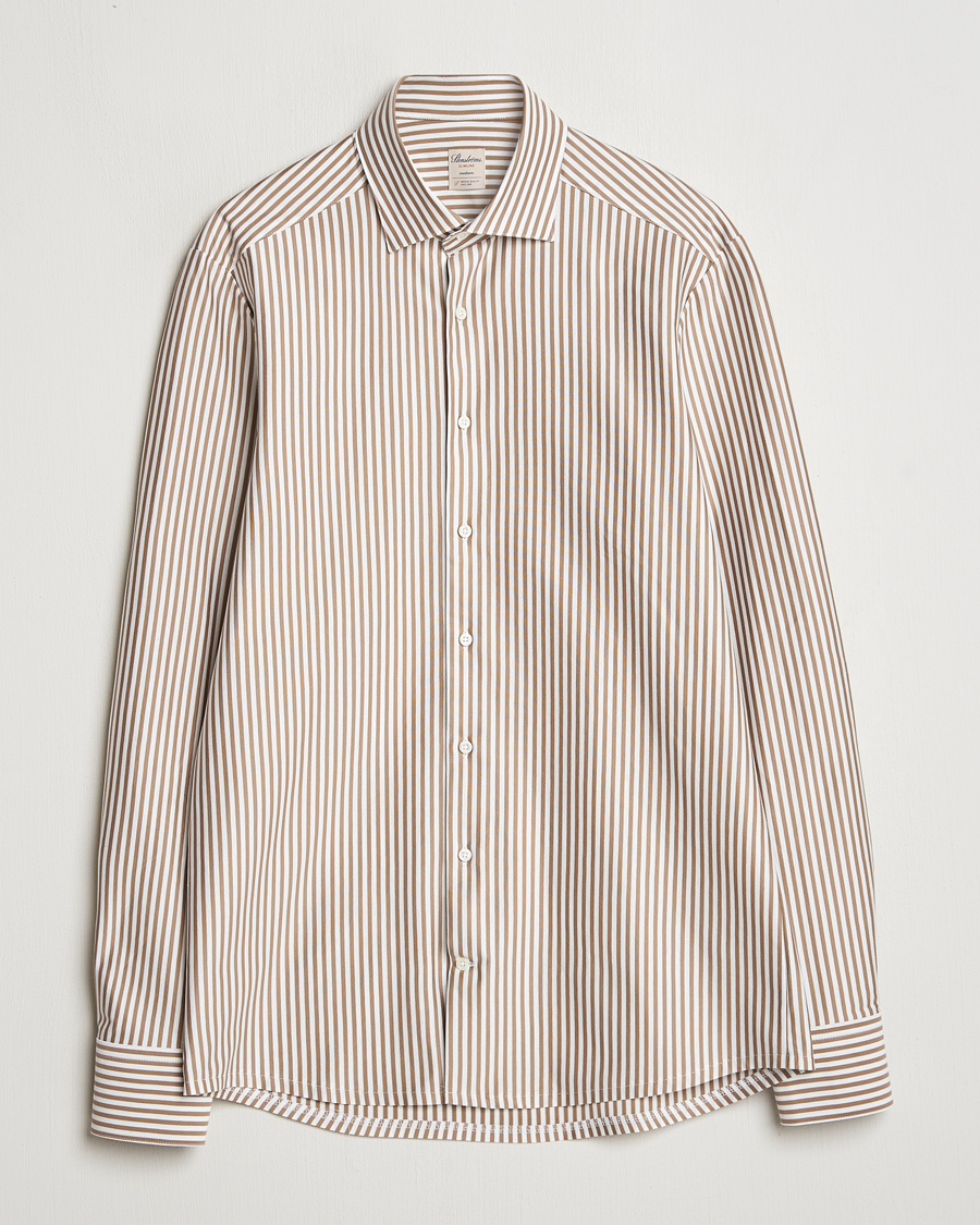 Heren | Overhemden | Stenströms | Striped Jersey Shirt Beige