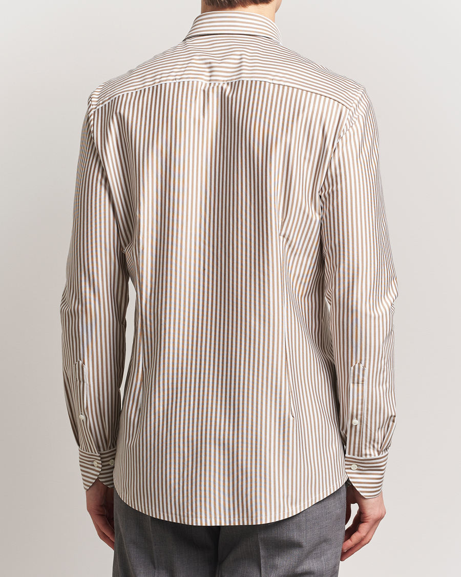 Heren | Overhemden | Stenströms | Striped Jersey Shirt Beige