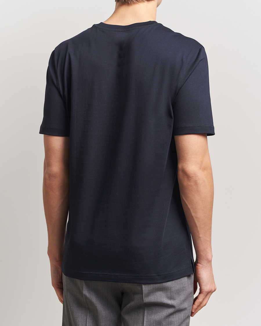Heren | T-shirts | Eton | Mercerized Jersey Crew Neck T-Shirt Navy Blue