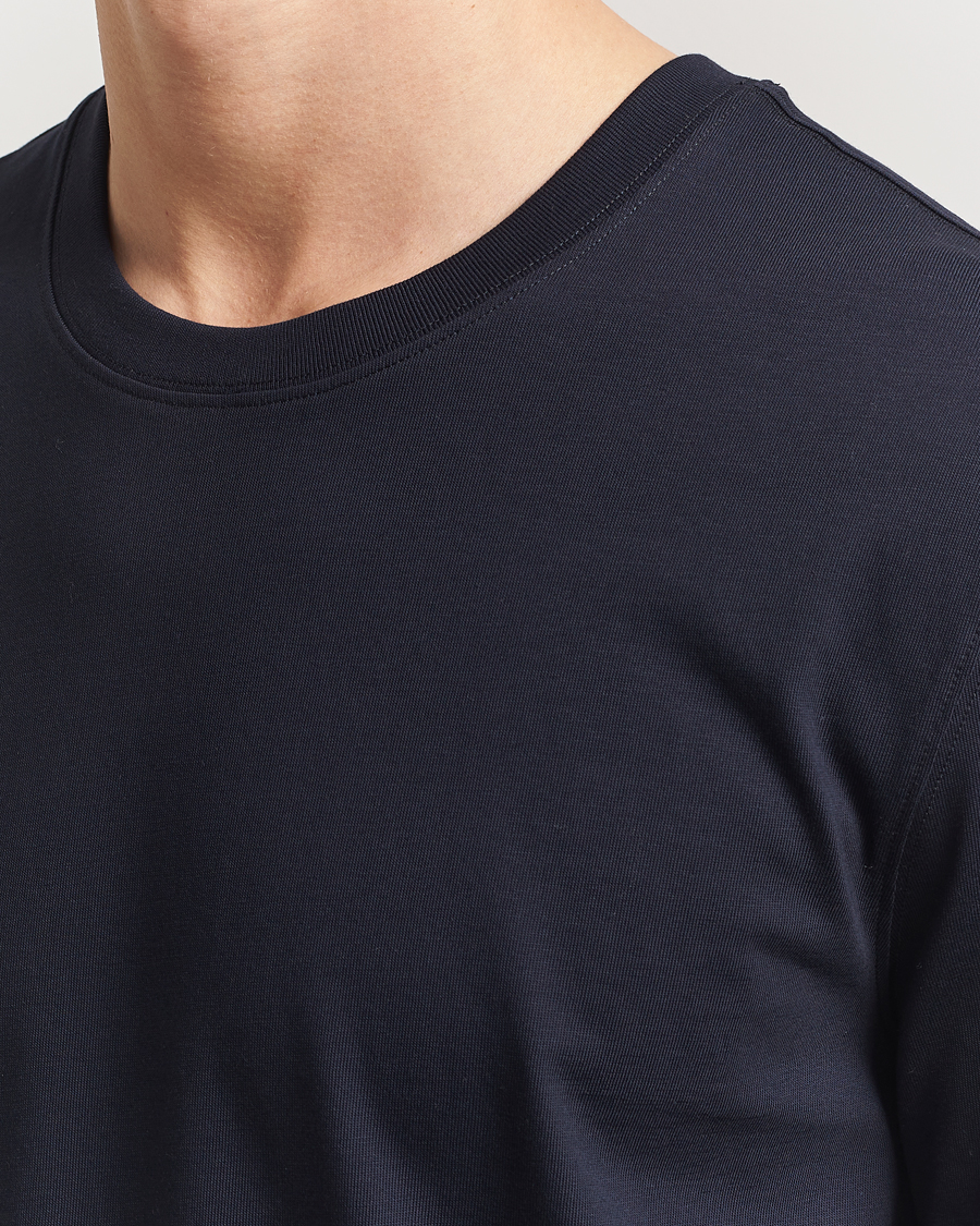 Heren | T-shirts | Eton | Mercerized Jersey Crew Neck T-Shirt Navy Blue