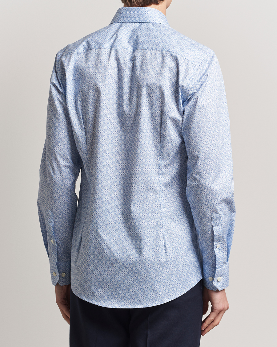 Heren | Overhemden | Eton | Slim Fit Signature Twill Printed Shirt Light Blue
