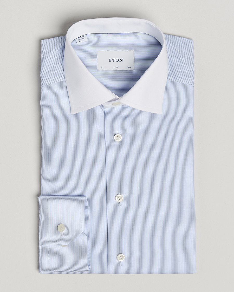 Heren | Overhemden | Eton | Slim Fit Fine Twill Shirt Light Blue