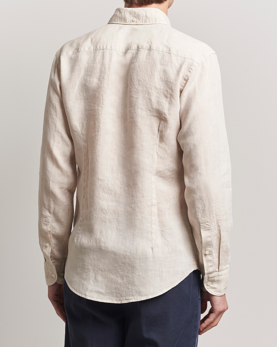 Heren | Overhemden | Eton | Slim Fit Linen Button Down Shirt Beige
