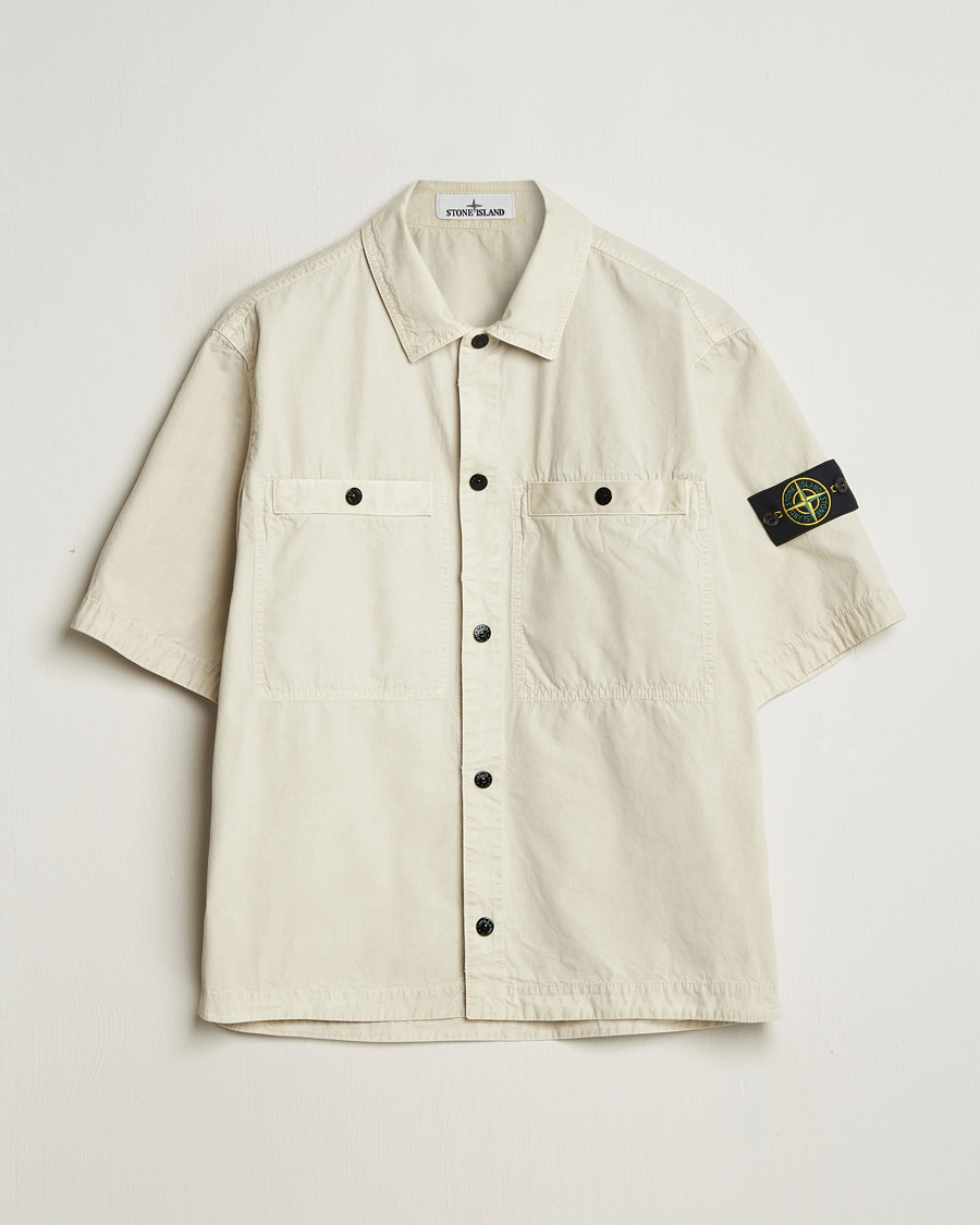 Heren | Overhemden | Stone Island | Cotton Canvas Old Effect Short Sleeve Shirt Sand