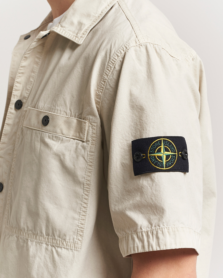 Heren | Overhemden | Stone Island | Cotton Canvas Old Effect Short Sleeve Shirt Sand