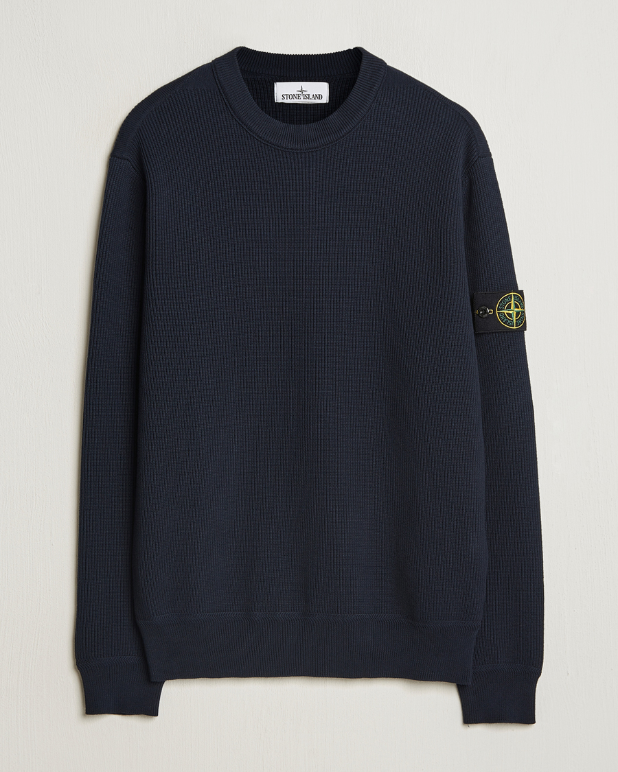 Heren | Truien | Stone Island | Ribbed Soft Organic Cotton Crewneck Navy Blue