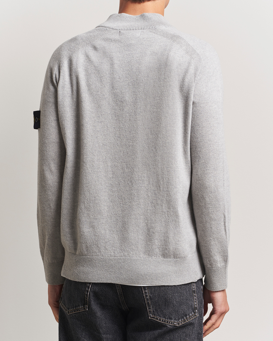 Heren | Truien | Stone Island | Knitted Geelong Wool Half Button Zip Melange Grey