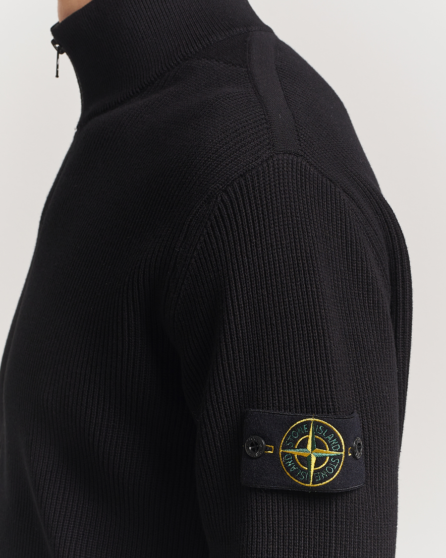 Heren | Truien | Stone Island | Ribbed Soft Organic Cotton Full Zip Black