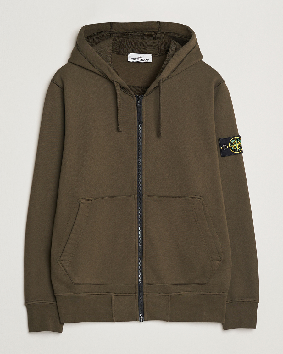 Heren | Truien | Stone Island | Garment Dyed Fleece Full Zip Hood Military Green