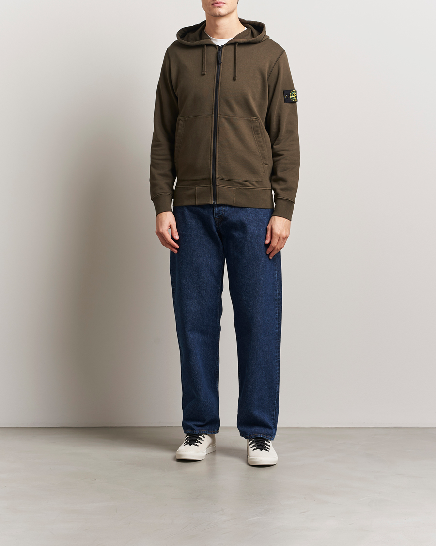 Heren | Truien | Stone Island | Garment Dyed Fleece Full Zip Hood Military Green