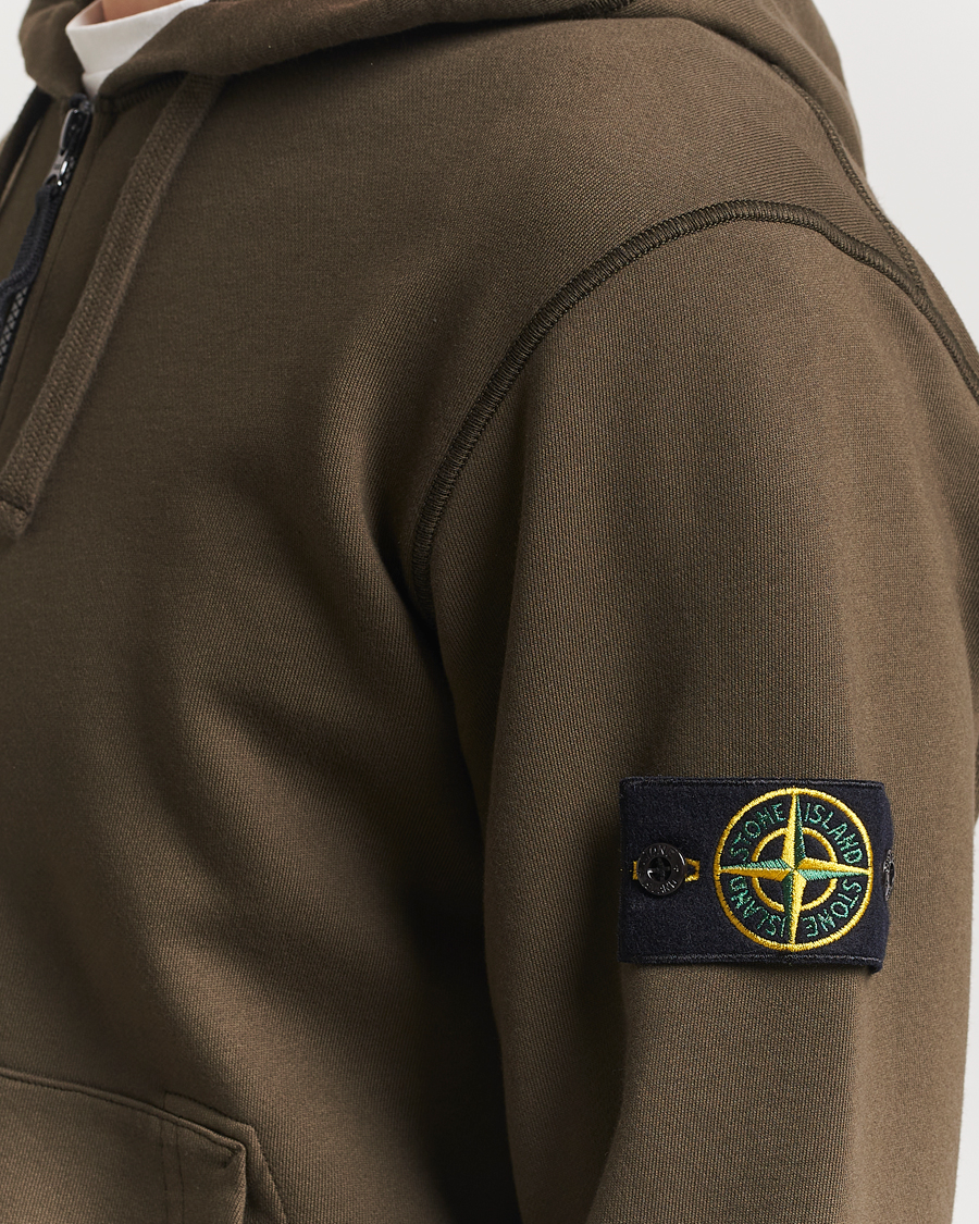 Heren | Truien | Stone Island | Garment Dyed Fleece Full Zip Hood Military Green