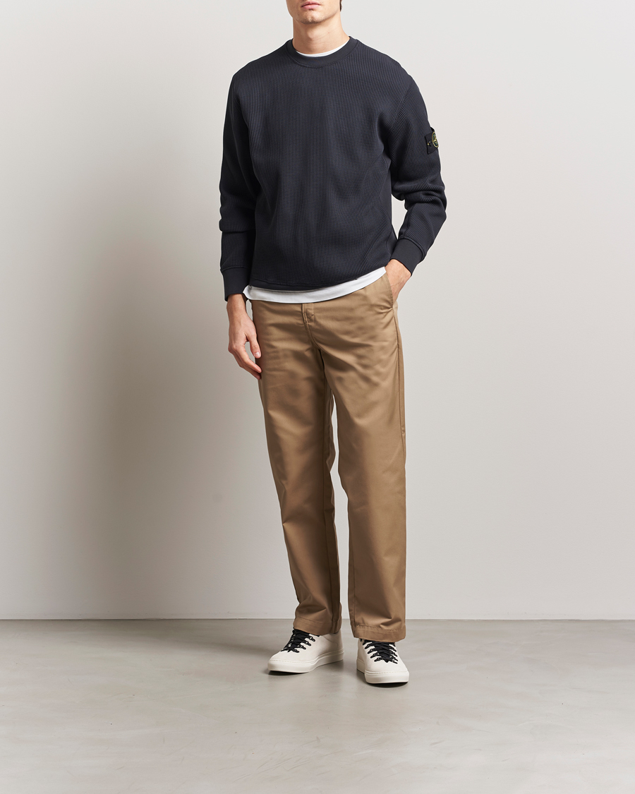 Heren | Truien | Stone Island | Organic Cotton Waffle Fleece Sweatshirt Navy Blue